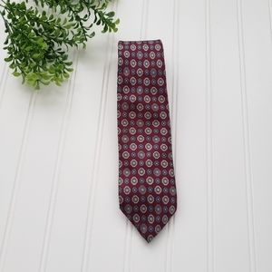 Christian Dior Tie Vintage Silk Tie Deep Red Blue Geometric Career Wear